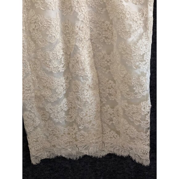 VTG Bridal Dress Wiggle Brocade Lace Cream Ivory Rehearsal Prom Sophia Loren XS - Picture 14 of 16